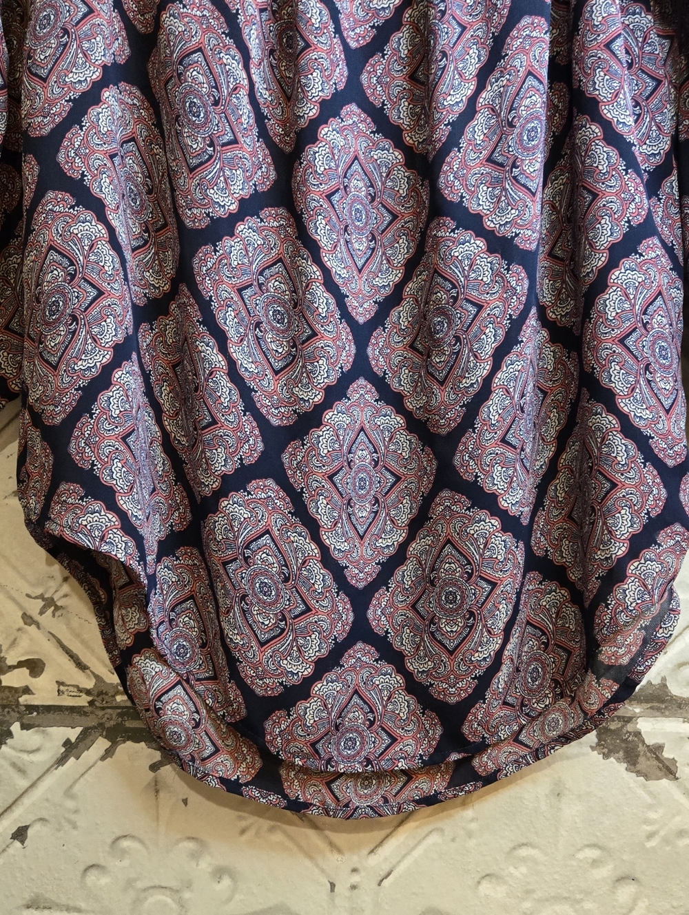 Michael Kors Women's Navy Pink Patterned Peasant Top Size Large Nautical Preppy - Picture 5 of 9